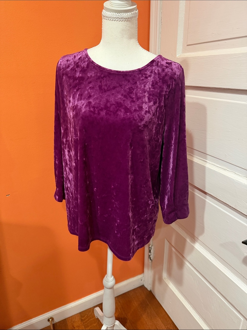 J. Jill Velvet Scoop Neck Tunic in Deep Purple